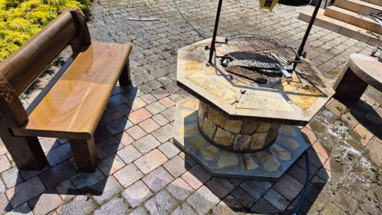 Kerti járdák és terek tisztítása nagynyomású