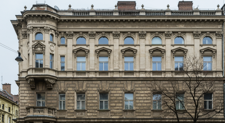 Homlokzattisztítás Budapest - szennyezett épület homlokzata tisztítás előtt