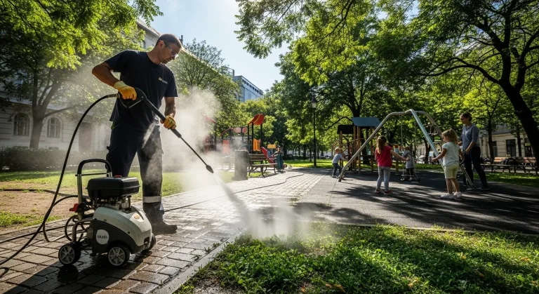 Vegyszermentes gyomirtás közterületen forróvizes technológiával