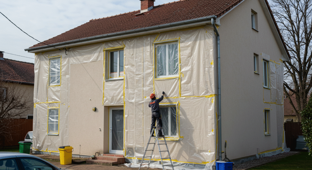 Kültéri Felületek Védelme Tisztítás Előtt - 5 Alapvető Lépés - Teljes Útmutató 2 Kültéri felületek védelme tisztítás előtt professzionális védőfóliával és ponyvával
